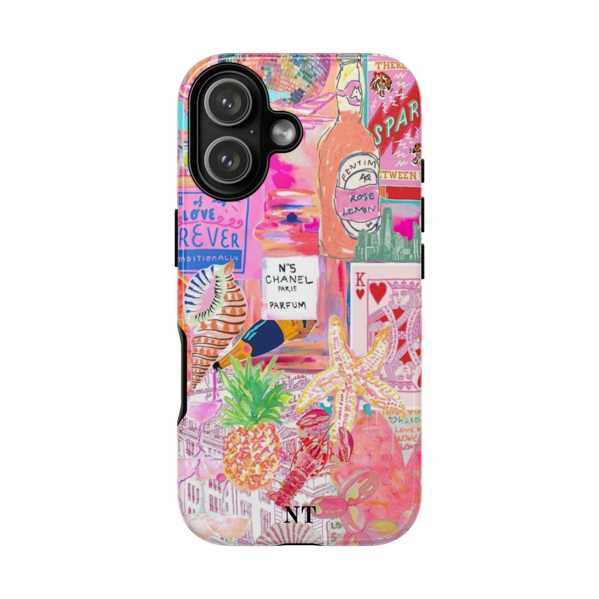 Custodia per telefono collage Key West, custodia per telefono rosa, custodia per telefono collage, custodia per telefono Coquette