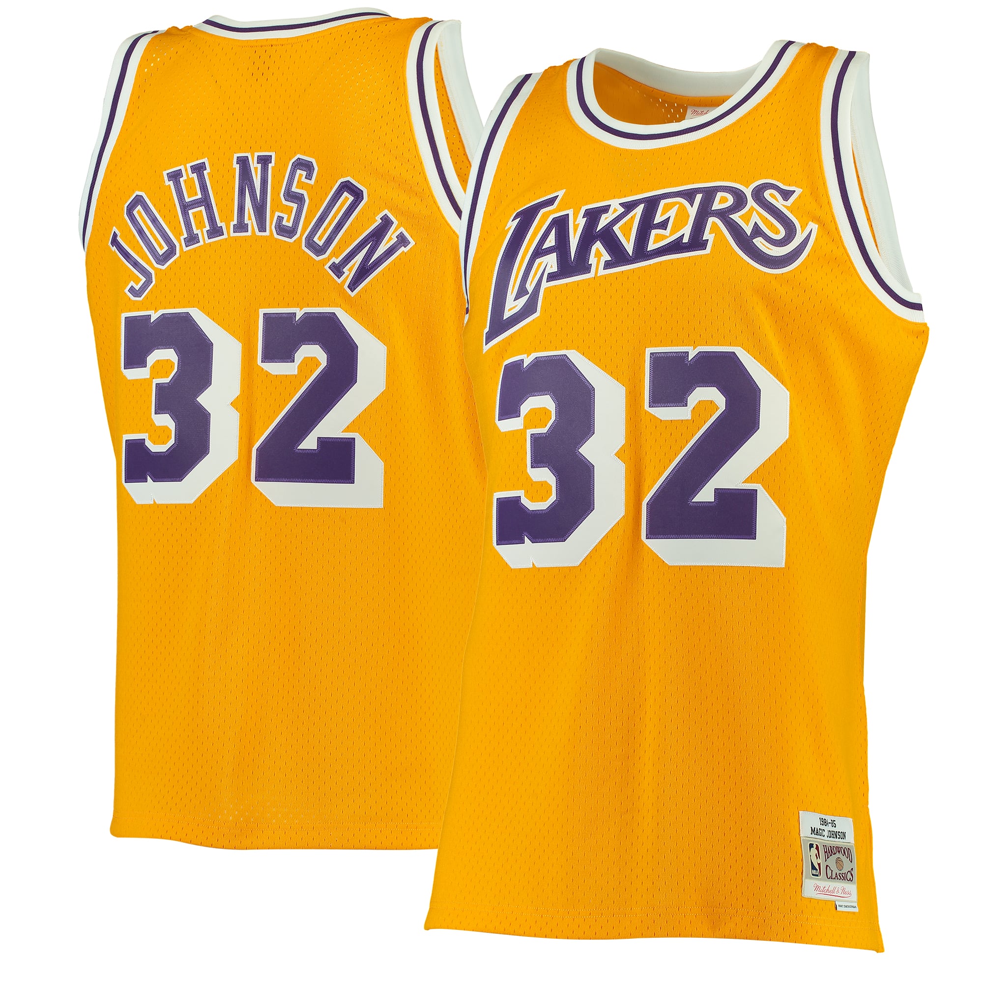 Maillot Swingman doré Mitchell & Ness Magic Johnson Los Angeles Lakers 1984/85 Hardwood Classics pour homme - Homme Taille: M