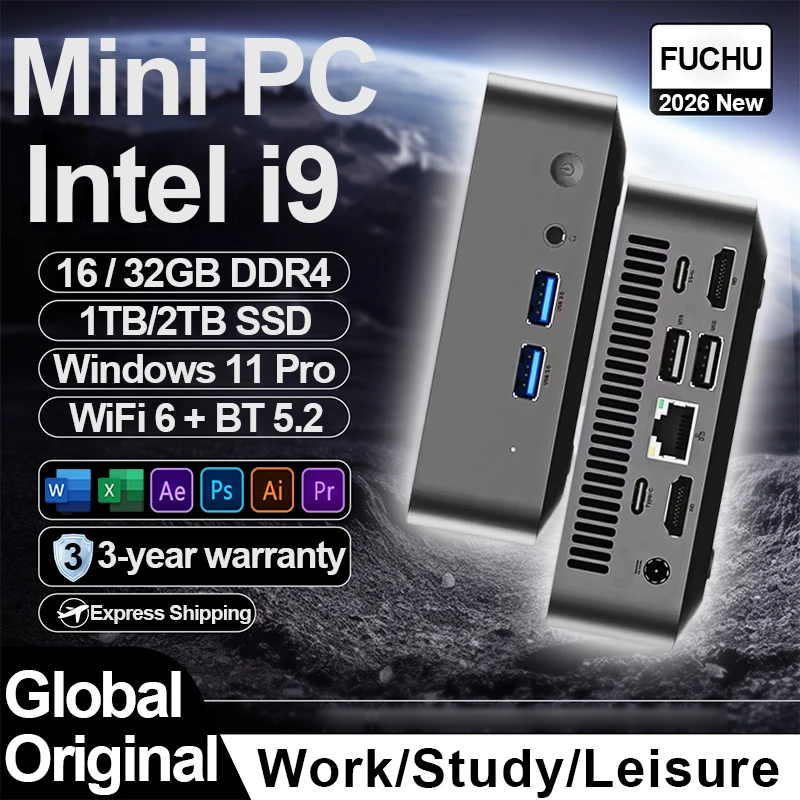 2026 Mini PC Windows 11 Intel Core i9 10980HK Core i3 6100U Portable Desktop PC 16GB 32GB DDR4 2TB SSD Gaming Computer office PC