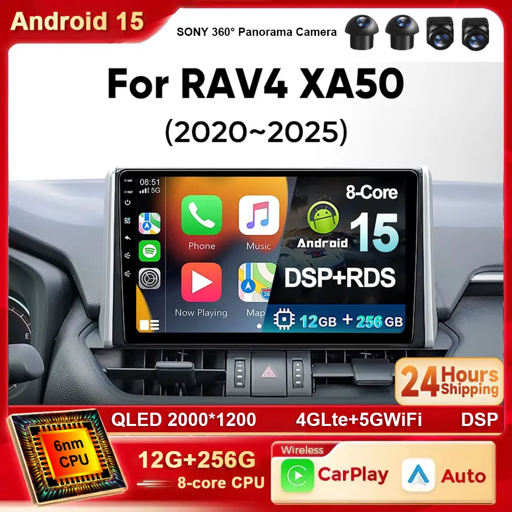 Android 15 Auto Radio Für Toyota RAV4 2020 2021 2022 2023 2024 2025 Multimedia Video Player GPS Drahtlose Carplay kopf Einheit Image