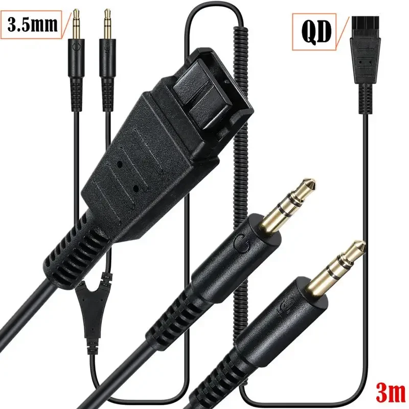 QD-auf-DC3,5-mm-Schnelltrennkabel, zwei DC3,5-mm-Anschluss an Computer-Soundkarte, geeignet für Plantronics-Kopfhörer 3M Image