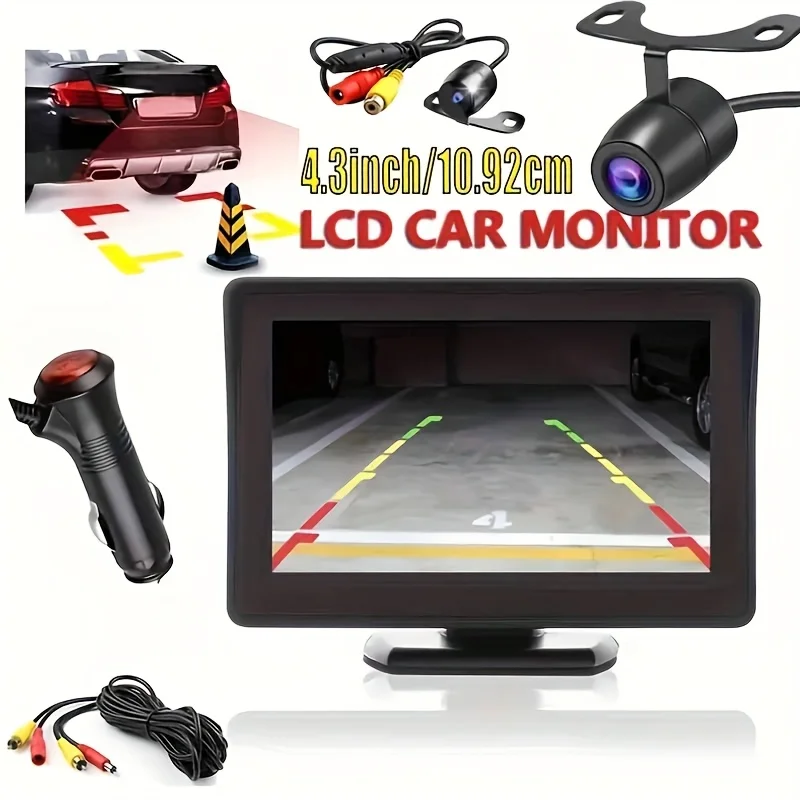 4,3-Zoll-Display-Backup-Kamera-Kit, Rückfahrkamera-System, Plug-and-Play, klare Nachtsicht, Auto-Backup und Parken, perfekt Image