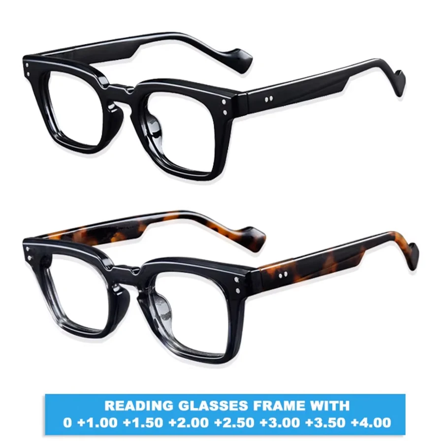Neue Große Quadratische Gleitsichtbrille für Damen und Herren Vintage-Lesebrille mit Dioptrien 0 +1,0 +1,5 +2,0 +2,5 +3,0 +3,5 +4,0 Image