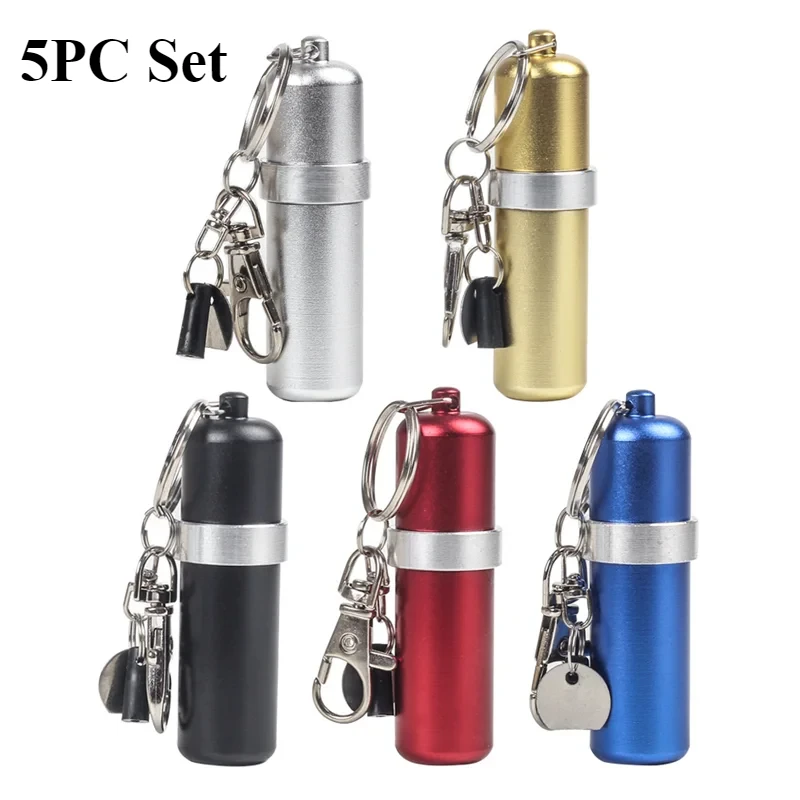 Set Metall-Kraftstoffkanister Tragbarer Kohle-Öl-Flüssigkeitsbehälter Mit Schlüsselanhänger Mini Kleine Feuerzeuge Kraftstoffbehälter Reise-Raucherzubehör Image
