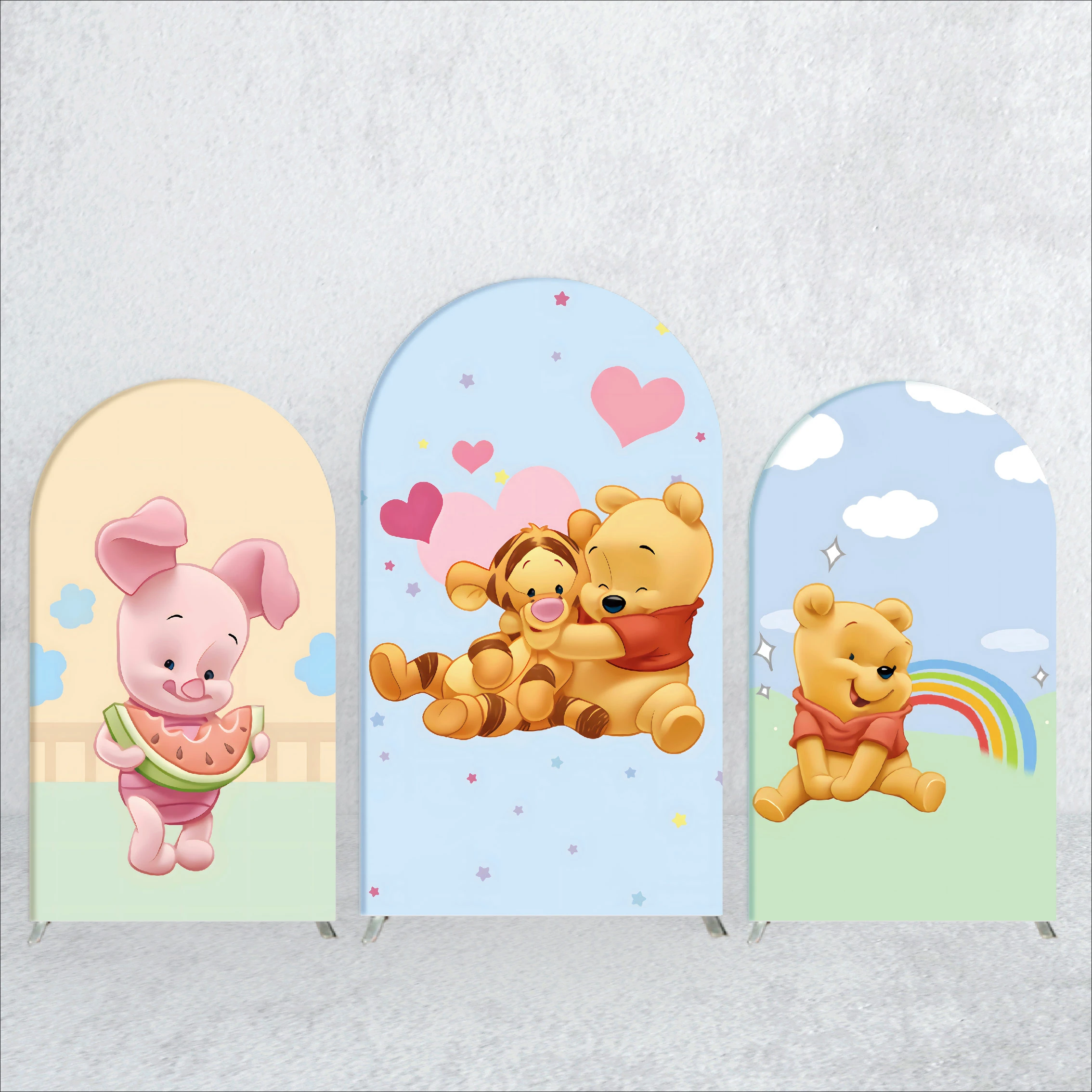 Baby Winnie The Pooh Tigger & Ferkel Bogen Hintergrund Abdeckung Kinder Party Dekoration Hintergrund gewölbte Wand Banner Geburtstag liefert Image