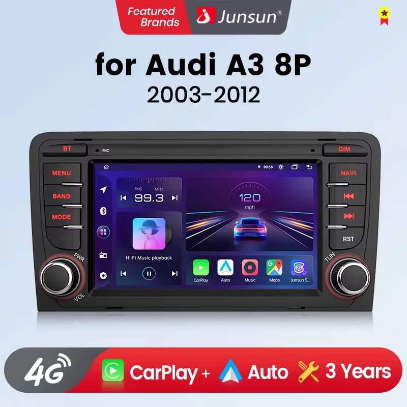 Junsun 7 "kabelloses Carplay für Apple Android Auto Autoradio für Audi A3 8p S3 2011-2015 GPS Tereo Multimedia 4g 8Core RDS Image
