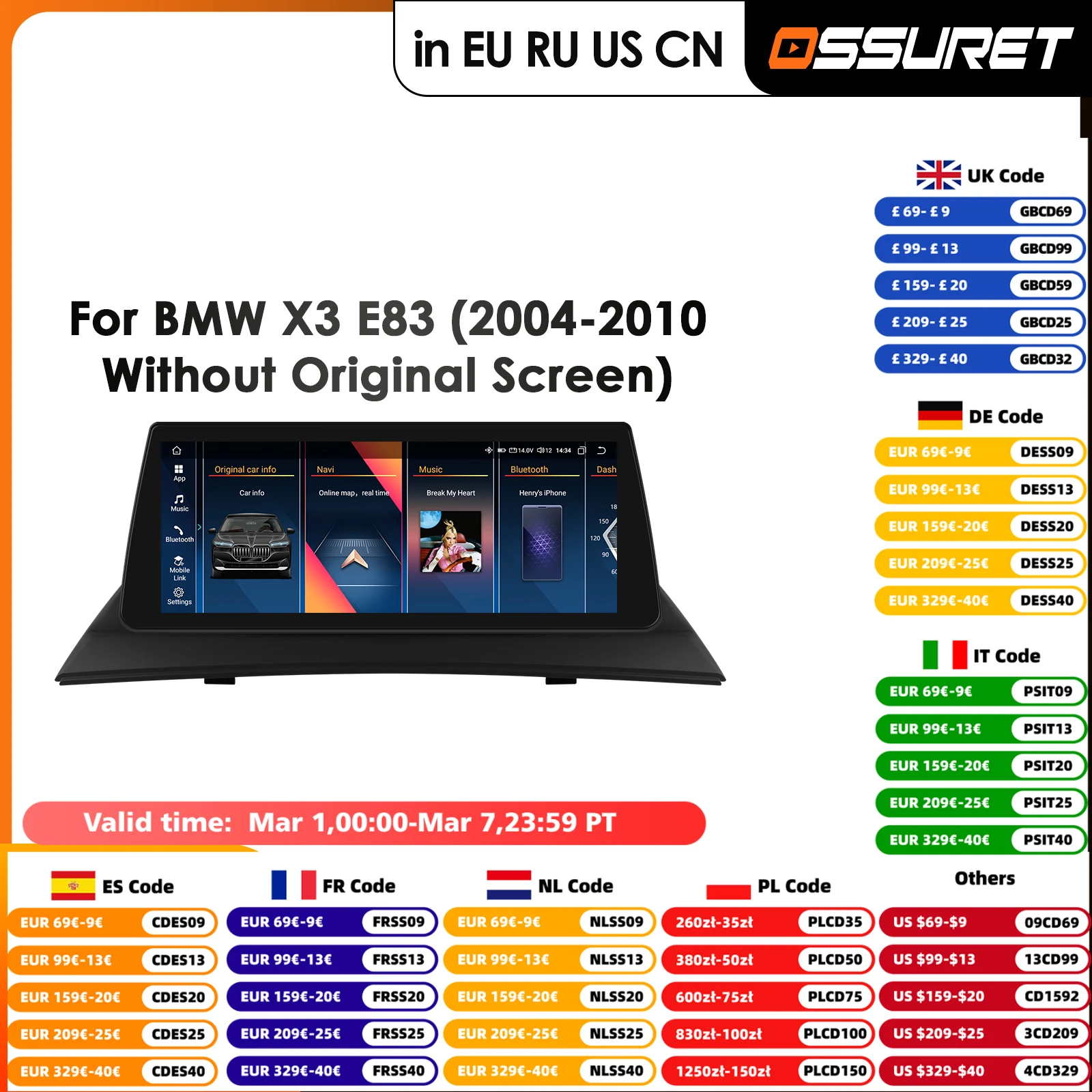 Drahtlose Carplay Android 14 Auto Stereo 2 Din Auto Radio für BMW X3 E83 2004-2009 Autoradio Multimedia Player Bildschirm GPS 4G LTE Image