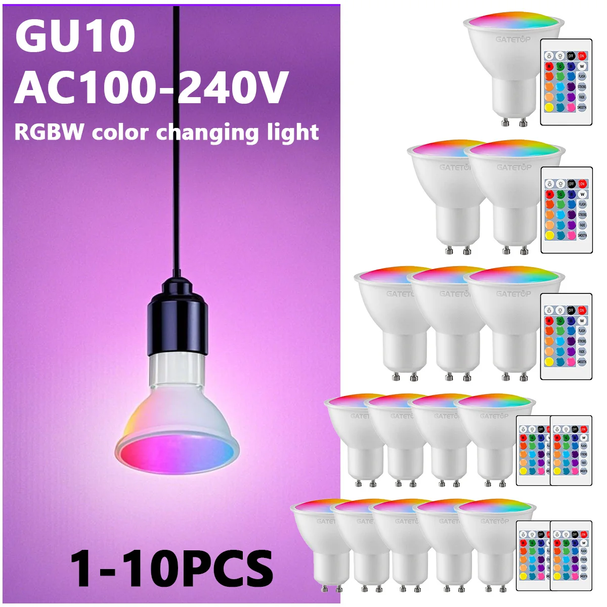 1-10PCS RGB GU10 LED Strahler Birne 24 Schlüssel Fernbedienung Dimmbar 6W AC220V 110V Bunte Änderung für Schlafzimmer Wohnzimmer Lampe