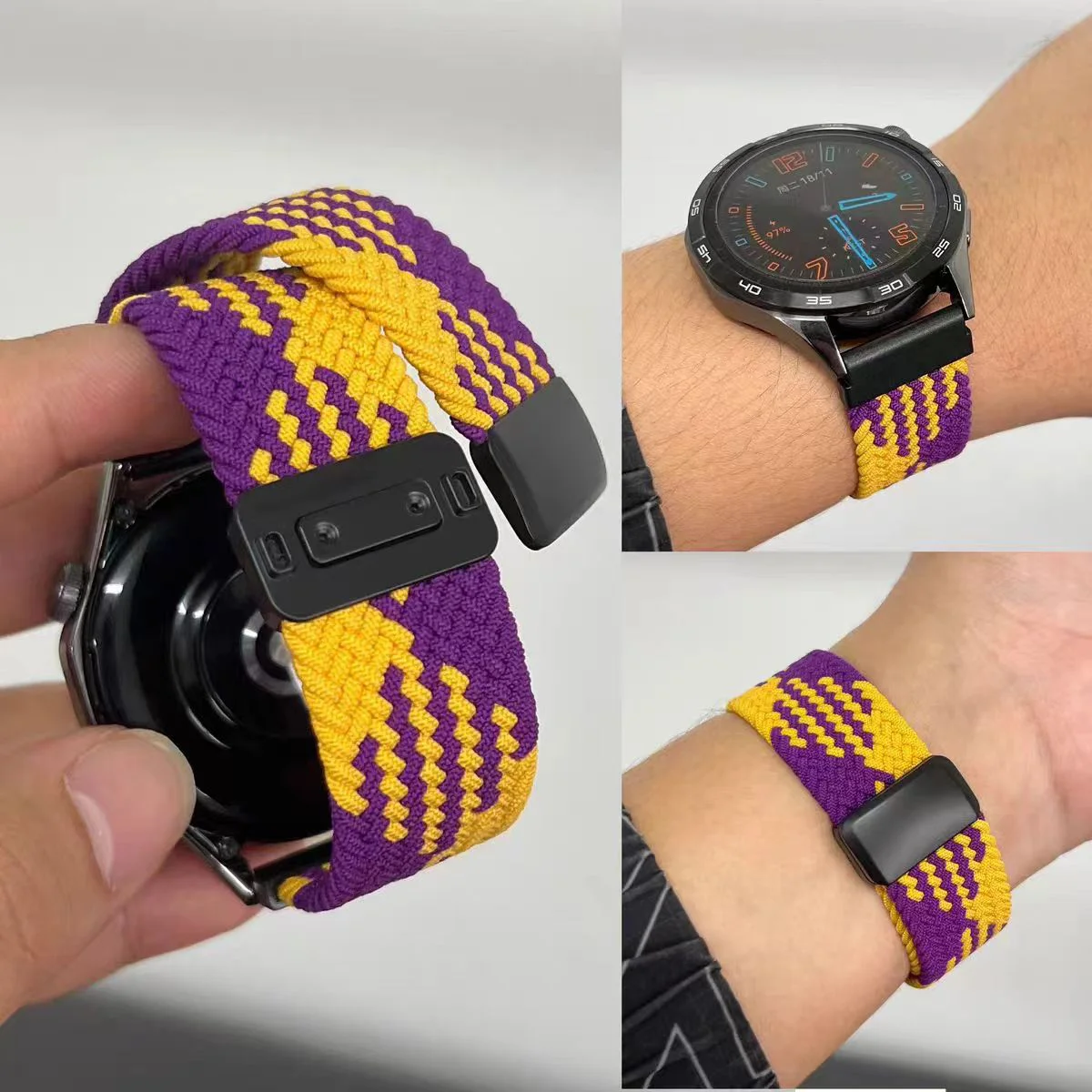 18/20/22 mm geflochtene dehnbare Schlaufe für Huawei Watch GT6 5 4 3 Band Frau Mann Magnetarmband Armband für Garmin/Samsung Watch Image