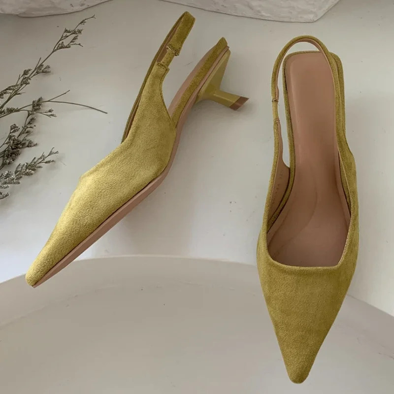 Spitz Elegante Sandalen Frauen Low-ferse Büro Frauen Schuhe Retro Sommer Neue Schuhe Mode Slingback Schuhe Maultiere Pumpen frau