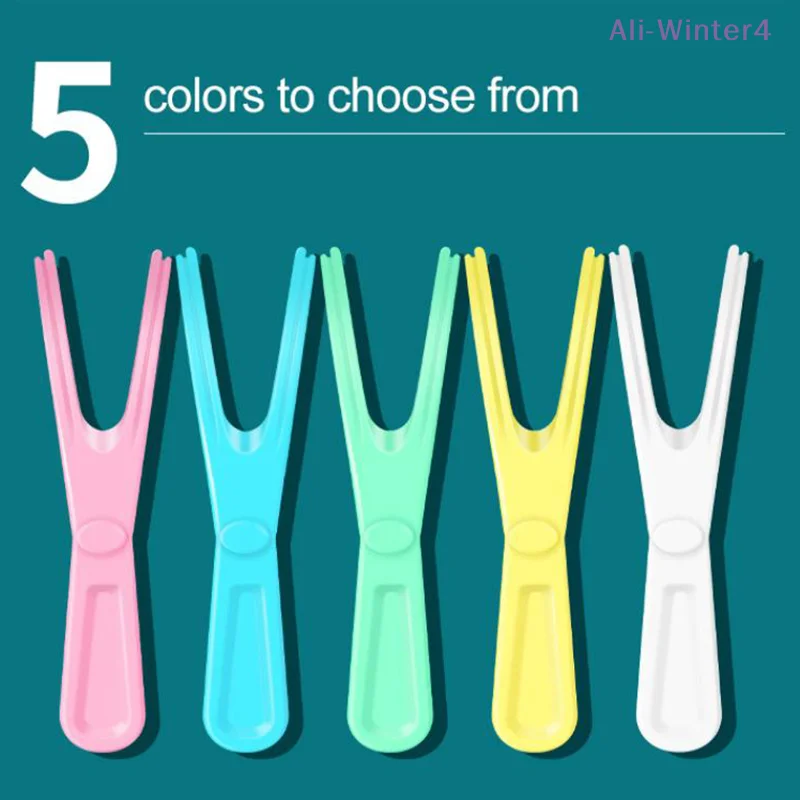 {Winter4} 10 m Zahnseide mit Aufbewahrungsbox, Zahnreinigungspicks, wiederverwendbarer, austauschbarer Griff, Stick-Threader für Zahnspangen Image