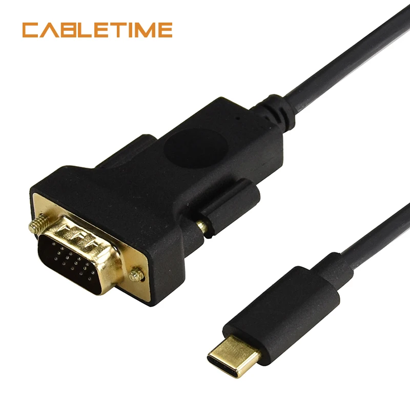 CABLETIME USB C zu VGA Videokabel HD 1080P für Computer Smartphone U Disk Tastatur Autoleser Image