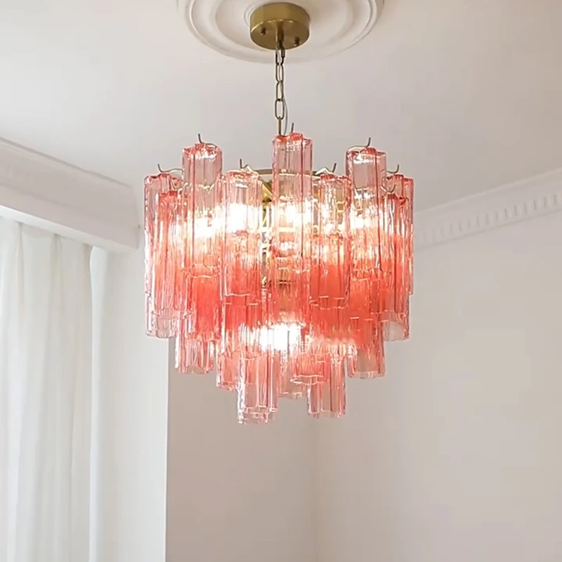 Moderne rosa weiße Glas Kronleuchter Designer Kronleuchter Beleuchtung Hängelampen Lustre Suspension Leuchte Lampen für Wohnzimmer
