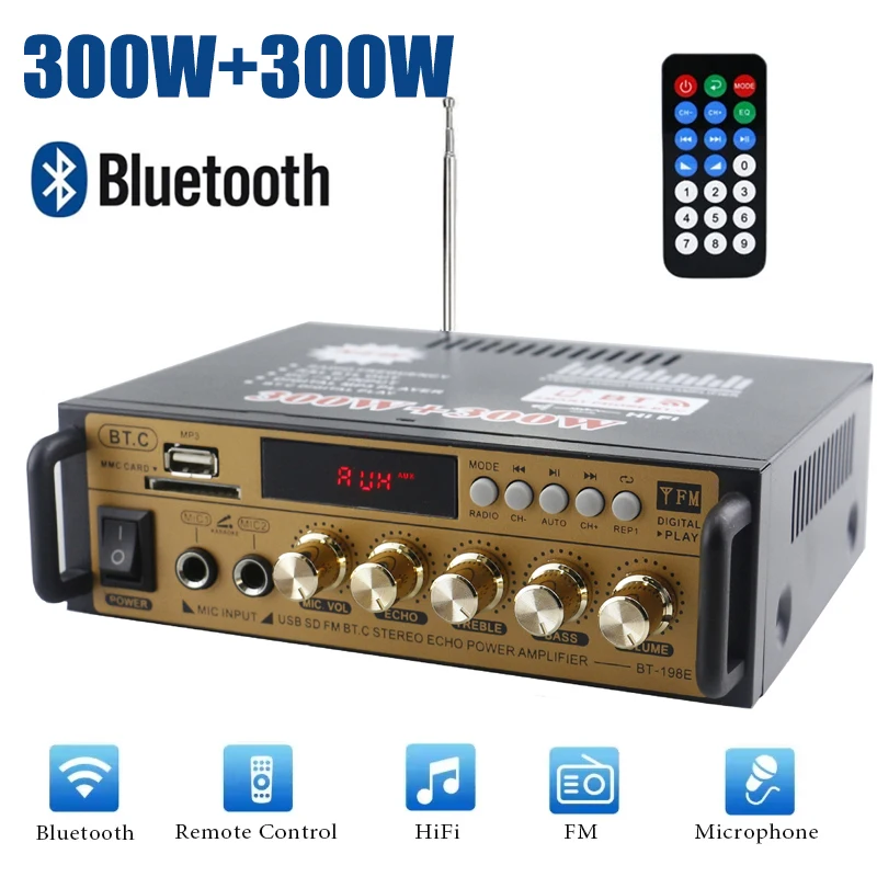 Heimkino-Verstärker Audio 220 V Bass Audio Power Bluetooth Digitalverstärker Hifi FM Auto Musik Subwoofer-Lautsprecher Image