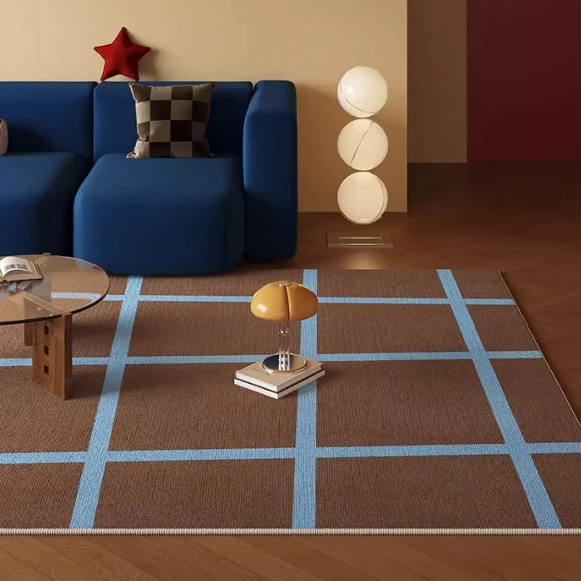 VIKAMA Retro Bauhaushaus-Teppich, leicht, luxuriös, luxuriös, für Wohnzimmer, Sofa, Couchtisch, Matte, Schlafzimmer, Matte, rutschfeste Heimdekoration Image