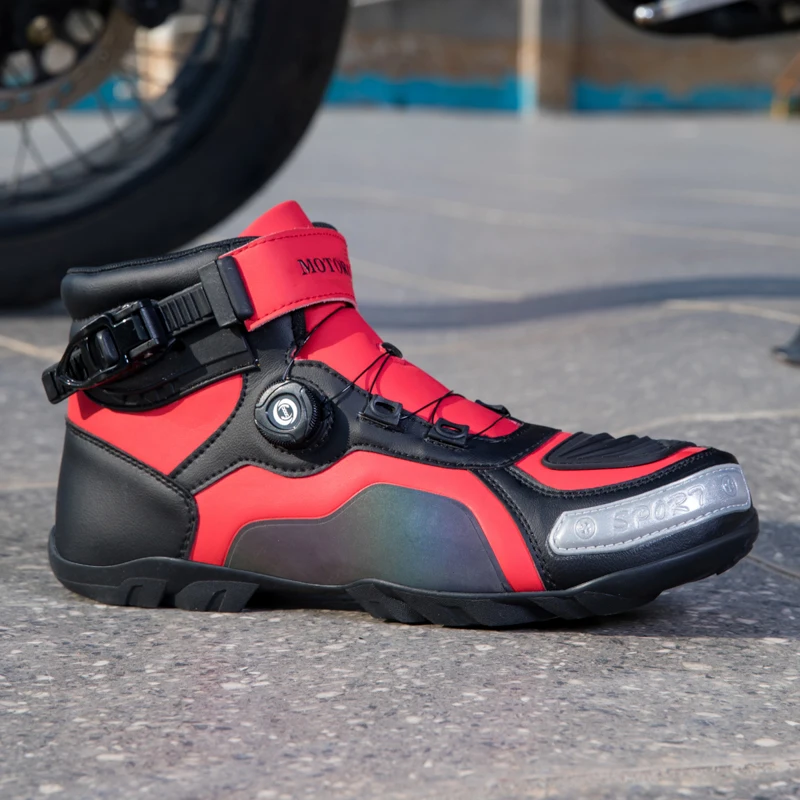 Motorradschuhe Motocross Street Gear Rennstiefel Mikrofaser Leder Off Road Motorboote Beruf Motorradstiefel für Herren Image