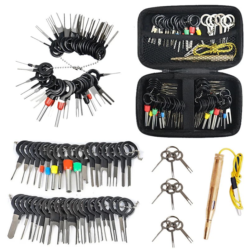 Auto Terminal Removal Tools Kit Schlüssel für Reparatur Automotive Stecker Extraktion Elektrische Verkabelung Crimp Stecker Pin Abzieher Image