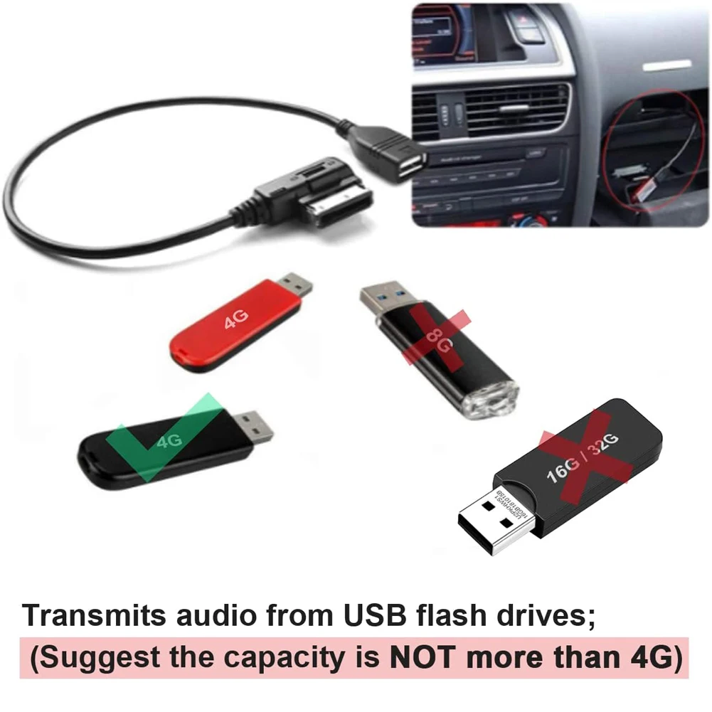 AMI MMI USB AUX Kabel Musik MDI MMI AMI Zu USB Buchse Schnittstelle USB Aux Kabel Adapter für VW für Audi A6L Q5 Q7 A8 S5 A5 A4L A3 Image