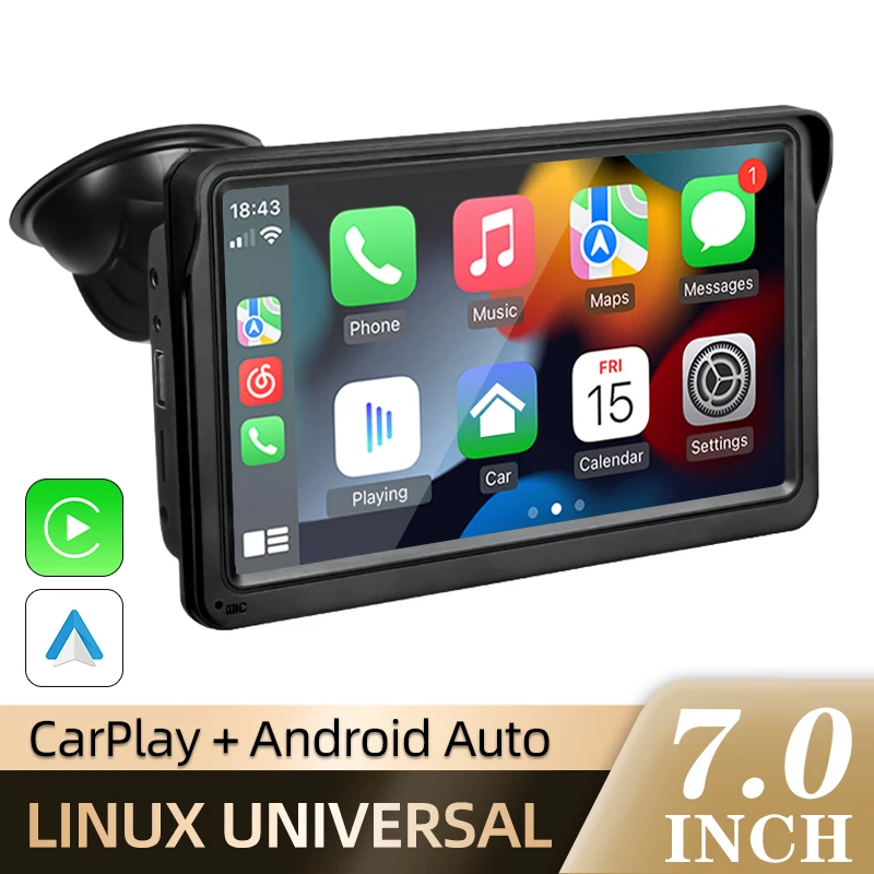 Hippcron Autoradio 7 Zoll Multimedia Video Player Wireless Carplay und Wireless Android Auto Touchscreen für Nissan Toyota Auto Image