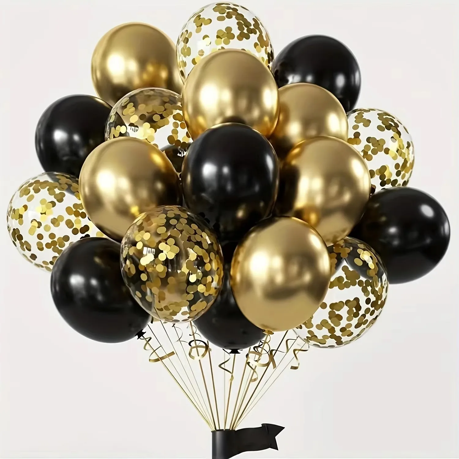 16pcs Black and Metallic Gold Balloons for Birthday New Year Wedding Graduation Party Baby Shower Decorations Image