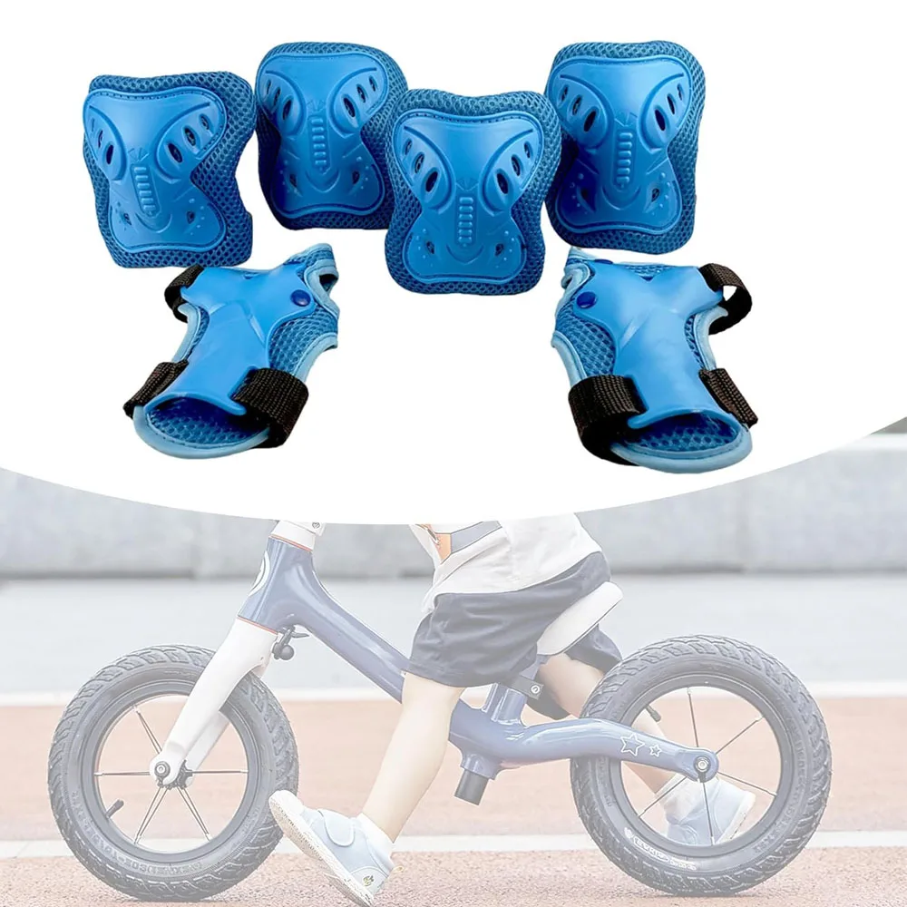 6-teiliges Kinder-Knieschützer- und Ellbogenschützer-Set mit Handgelenkschutz, 3-in-1-Schutzausrüstungsset für Kinder für 3–12 Jahre zum Skifahren, Radfahren Image