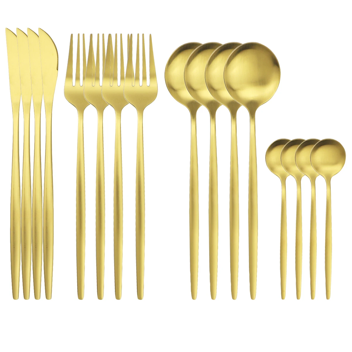 16Pcs Gold Matte Besteck Messer Gabel Löffel Geschirr Set Edelstahl Geschirr Westlichen Besteck Küche Besteck Set Image