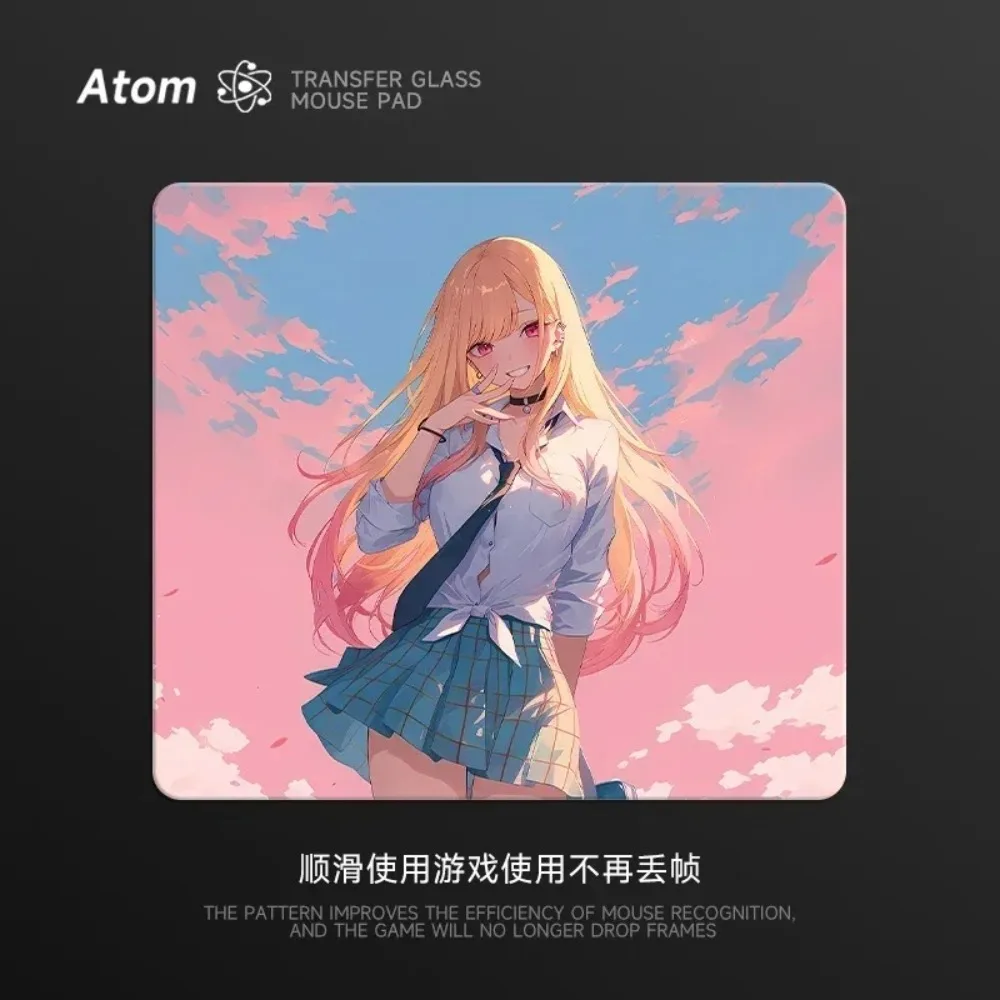 ATOM Schreibtischunterlage aus gehärtetem Glas, FPS-Gaming-Mauspads, Schreibtischzubehör, personalisierte Cartoon-Anime-Gamer-Geschenke Image