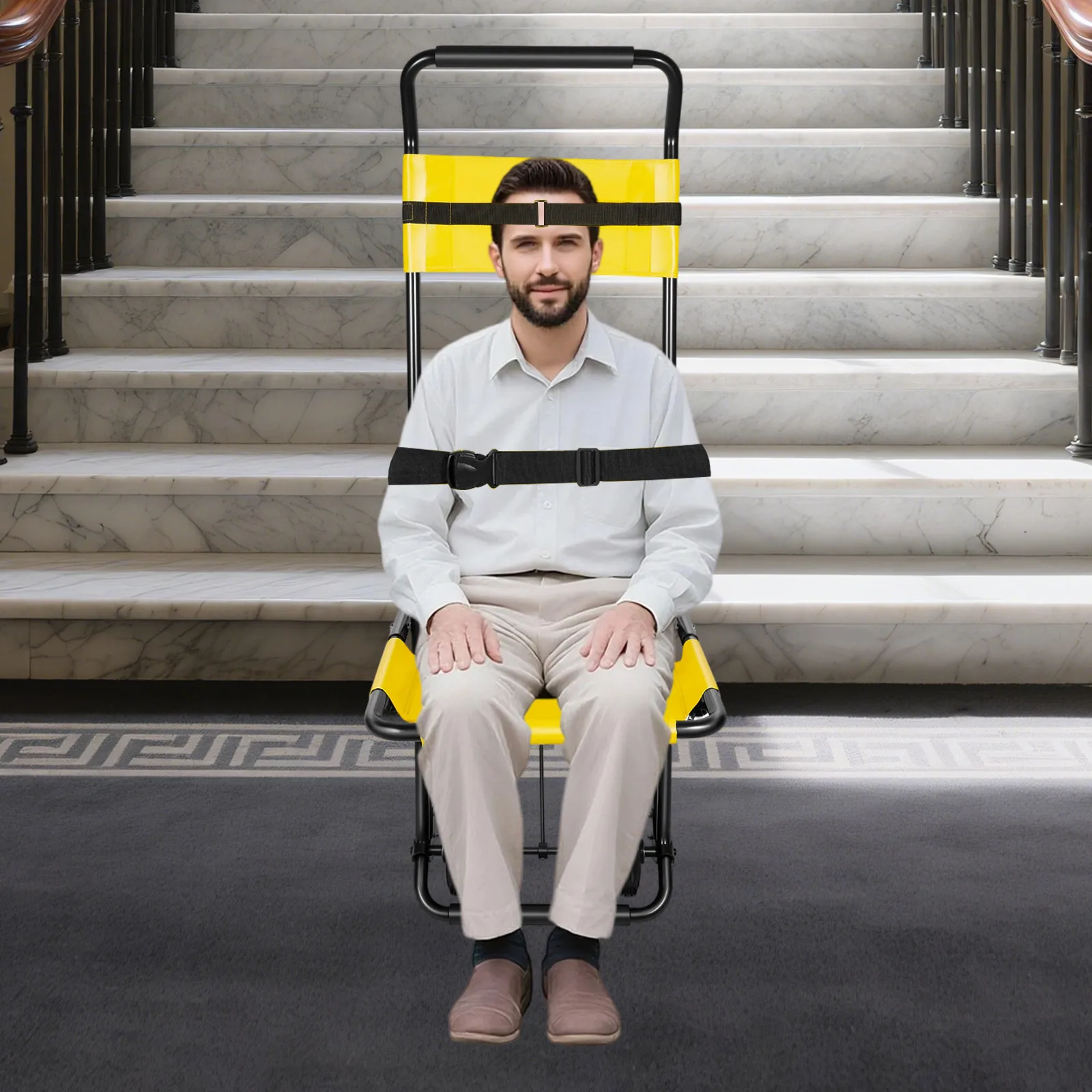 Mobiler Evakuierungs-Treppenstuhl, Klappstuhl 350,53 Pfund Belastung mit 2 Richtungsrädern für Feueräuche, Sportstäbe Image