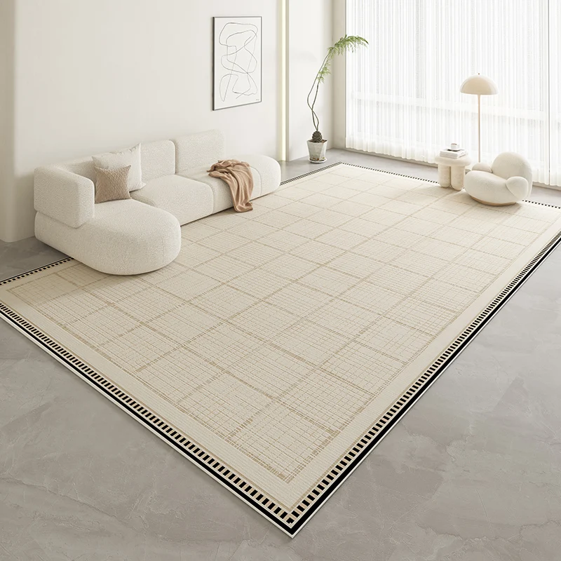 VIKAMA Teppich im cremefarbenen Stil, leicht, luxuriös, High-End-Feeling, Wohnzimmer, Sofa, Bodenmatte, Schlafzimmer, schmutzabweisende Fußmatte, Heimdekoration Image