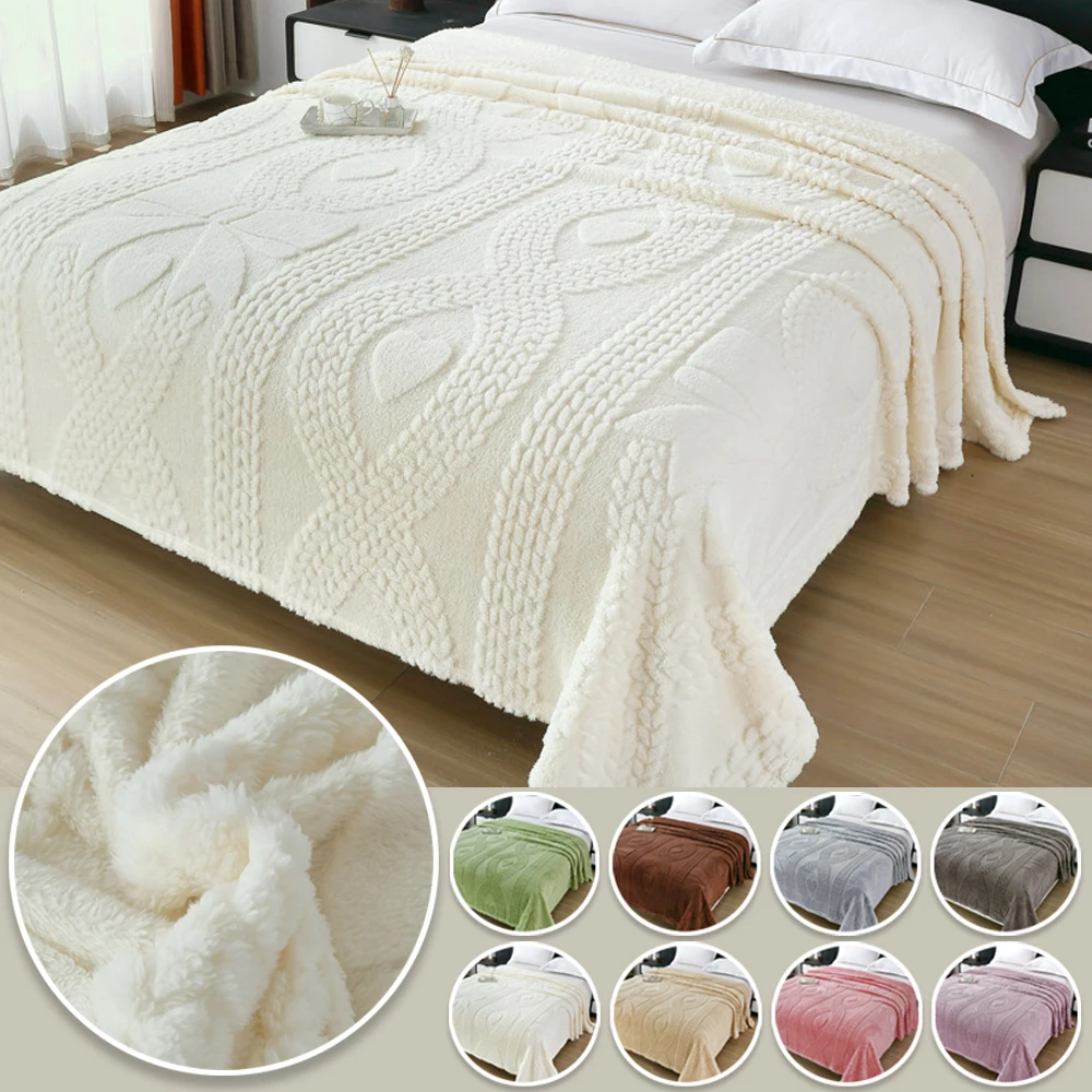 Tafu Samt Einfarbig Waffel Jacquard Dicke Warme Decke Multifunktionale Bequeme Baumwolle Samt Abdeckung Decke Nickerchen Decke Image