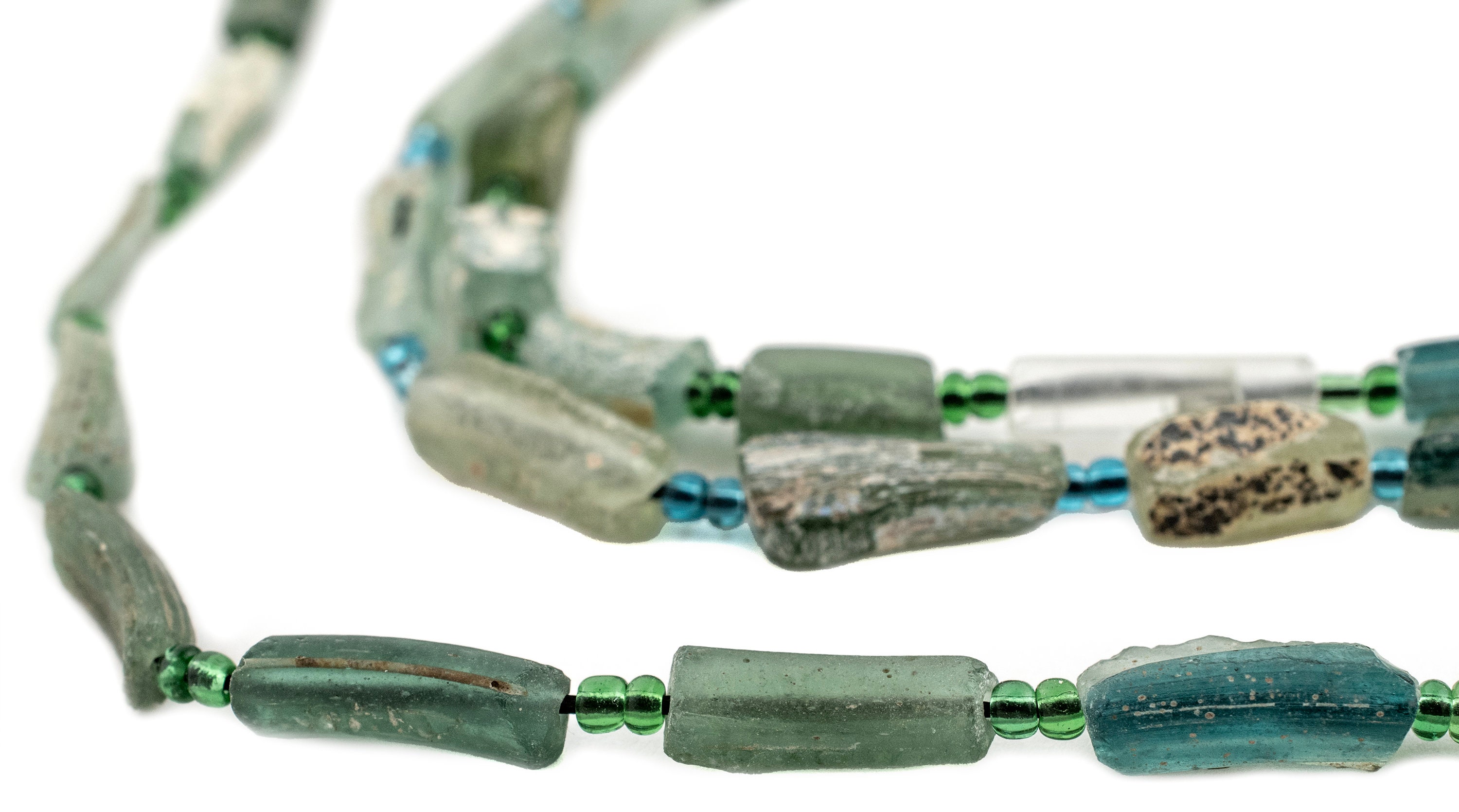 25 perline di vetro romano verde per braccialetti Distanziatori blu: Perline di vetro romano Perline di vetro romano insolite Perline di vetro antiche