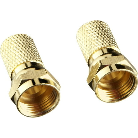 Open Box Rocketfish - Twist-On RG6 F-Connectors (2-Pack) - Gold
