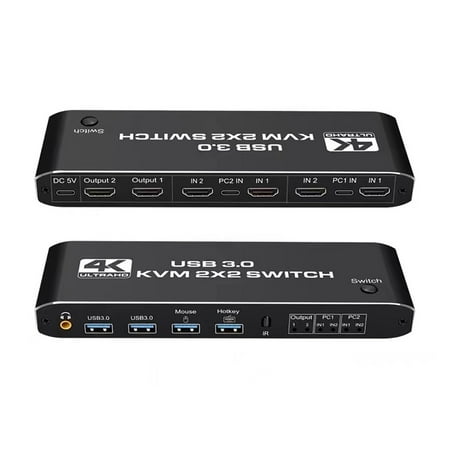 HMI-compatible KVM Switch 4K 60Hz 2 Port Dual Monitor USB 3.0 KVM Switch 1080P USB KVM Switcher HMI With USB 3.0 Port 2x2 USB Easy to Use
