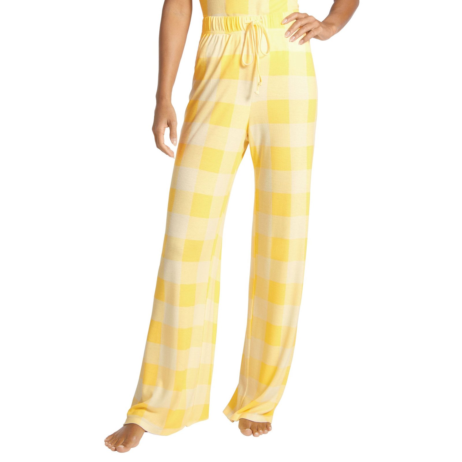 Masseys Sweet Dreams Pajama Pant (Size S) Yellow/Cream/Gingham, Elastine,Viscose
