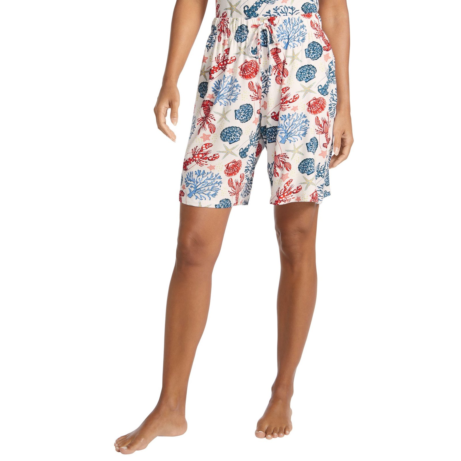 Masseys Sweet Dreams Pajama Short (Size 4X) White/Lobster/Nautical, Elastine,Viscose