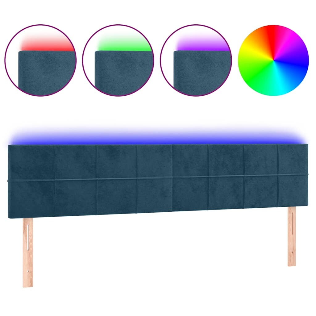 vidaXL LED Kopfteil Dunkelblau 160x5x78/88 cm Samt Image