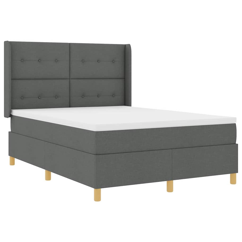 vidaXL Boxspringbett mit Matratze mit Kopfteil Grau 140 x 190 cm Stoff Image