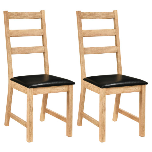 Costway Dining Chairs Set of 2 Farmhouse Dining Room Chairs with Hollowed Backrest-Natural