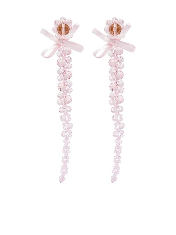 Crystal-Beaded Bow Earrings - White - Simone Rocha Earrings