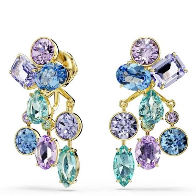 Gema-Tone Plated Crystal Earrings - Blue - Swarovski Earrings