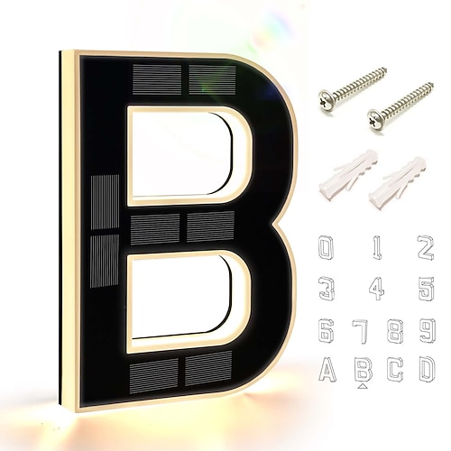 9-Zoll-Solar-Wandleuchte für Hausnummernschilder im Außenbereich, IP44 wasserdicht, LED-Zahlenleuchte für Garten, Veranda, Villa, Straße, beleuchtetes Hausnummernschild, dekorative Außenwandleuchte Image