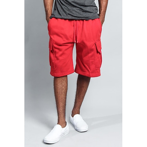 Herren Cargohose Cargohosen Cargo-Shorts Shorts Freizeitshorts Tasche Elastischer Bund Einfach Komfort Knielang Lässig Outdoor Streetwear Mode Streetwear Blau Weiß Mikroelastisch Image