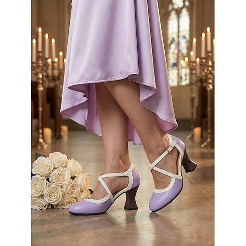 Damen hellblaue 1920er Vintage Gatsby Crisscross Riemen Heels - Retro-Stil Kunstleder Pumps mit ausgestellten Absätzen für das Büro Partys und inspirierte Looks Image