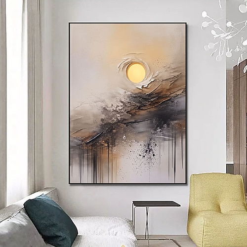 Handgefertigtes abstraktes Wabi-Sabi-Leinwandposter, japanische Vintage-Kunst, Wabi-Sabi-Gemälde, japanische Kunst, Wabi-Sabi-Mond-Wandkunst, minimalistische Dekoration Image