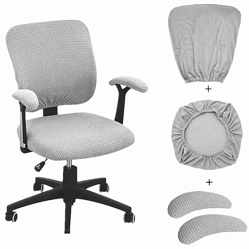 4-teiliges Set Stretch-Stuhlüberzüge, elastische Sitzkissen-, Rücken- und Armlehnenbezüge, rutschfeste Überzüge für Büro-, Computer- und Esszimmerstühle Image