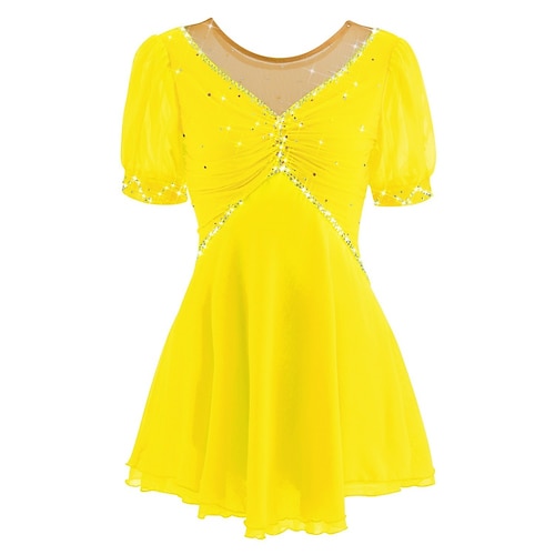 Eiskunstlaufkleid Mädchen Eislaufen Kleid Marineblau Schwarz Weiß Patchwork Offener Rücken Dehnbar Training Wettbewerb Eiskunstlaufkleidung Klassisch Kristall / Strass Kurzarm Eislaufen Eiskundstlauf Image