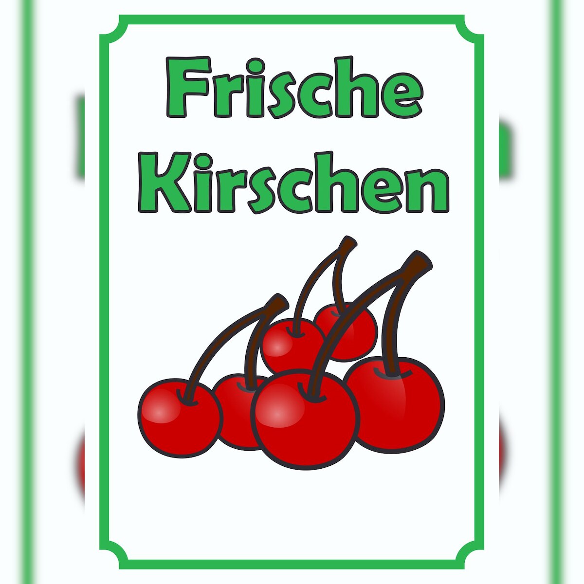 HB-Druck Frische Kirschen Schild Hochkant A4 Rückseite selbstklebend Image