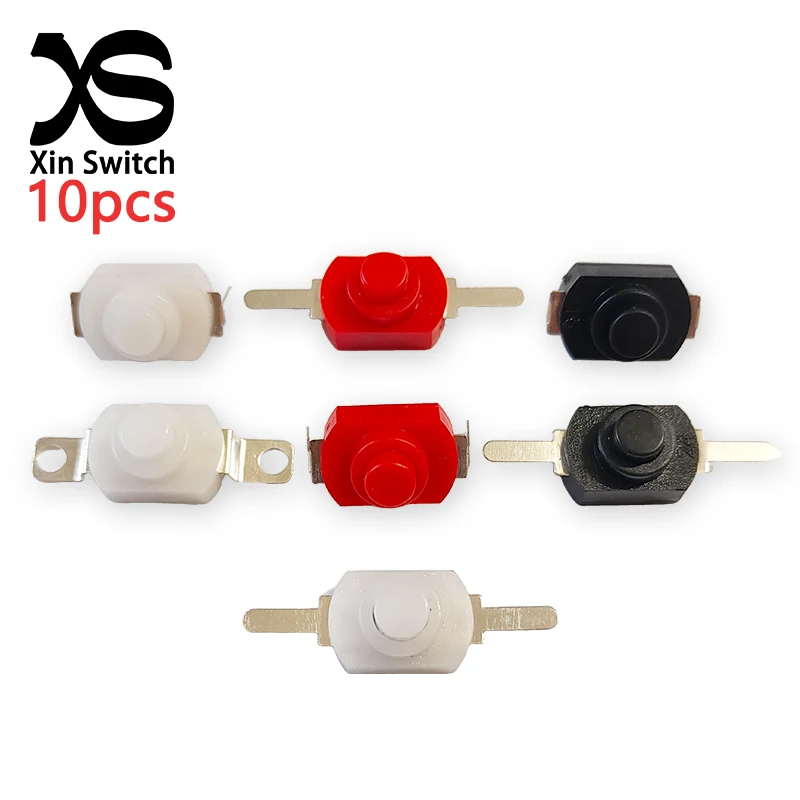 10PCS 1208YD 12x8mm DC 30V 1A Selbst Locking (Halten Typ) Mini Power-Taste Schalter Rot/Weiß/Schwarz ON-OFF Für Elektrische Taschenlampe Image