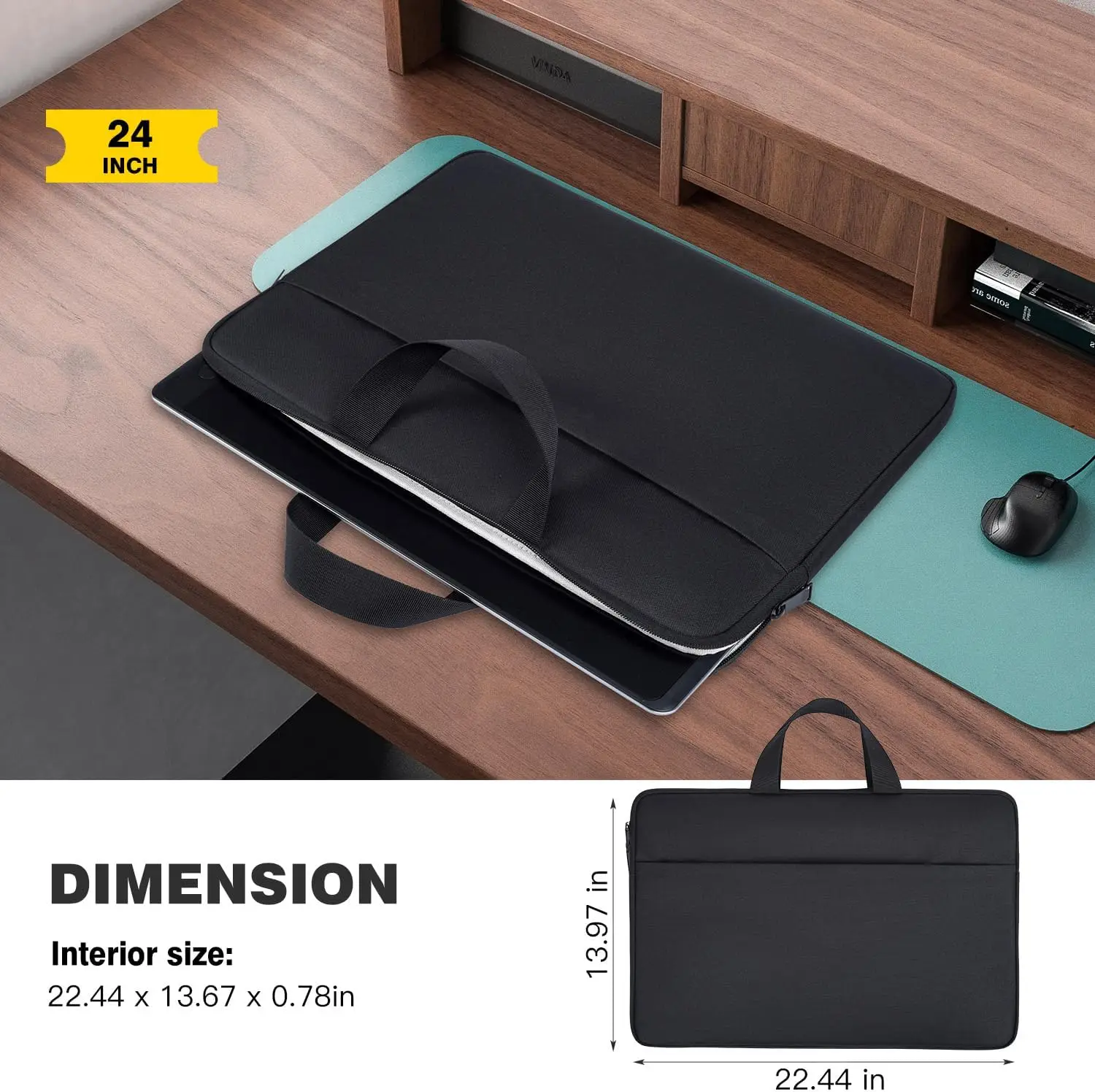 UPERFECT Laptop-Hülle, 55,9 cm, für Monitor, Notebook, Tablet, mit großem Fassungsvermögen, langlebigem Griff, wasserdichte Aufbewahrung von Zubehör Image