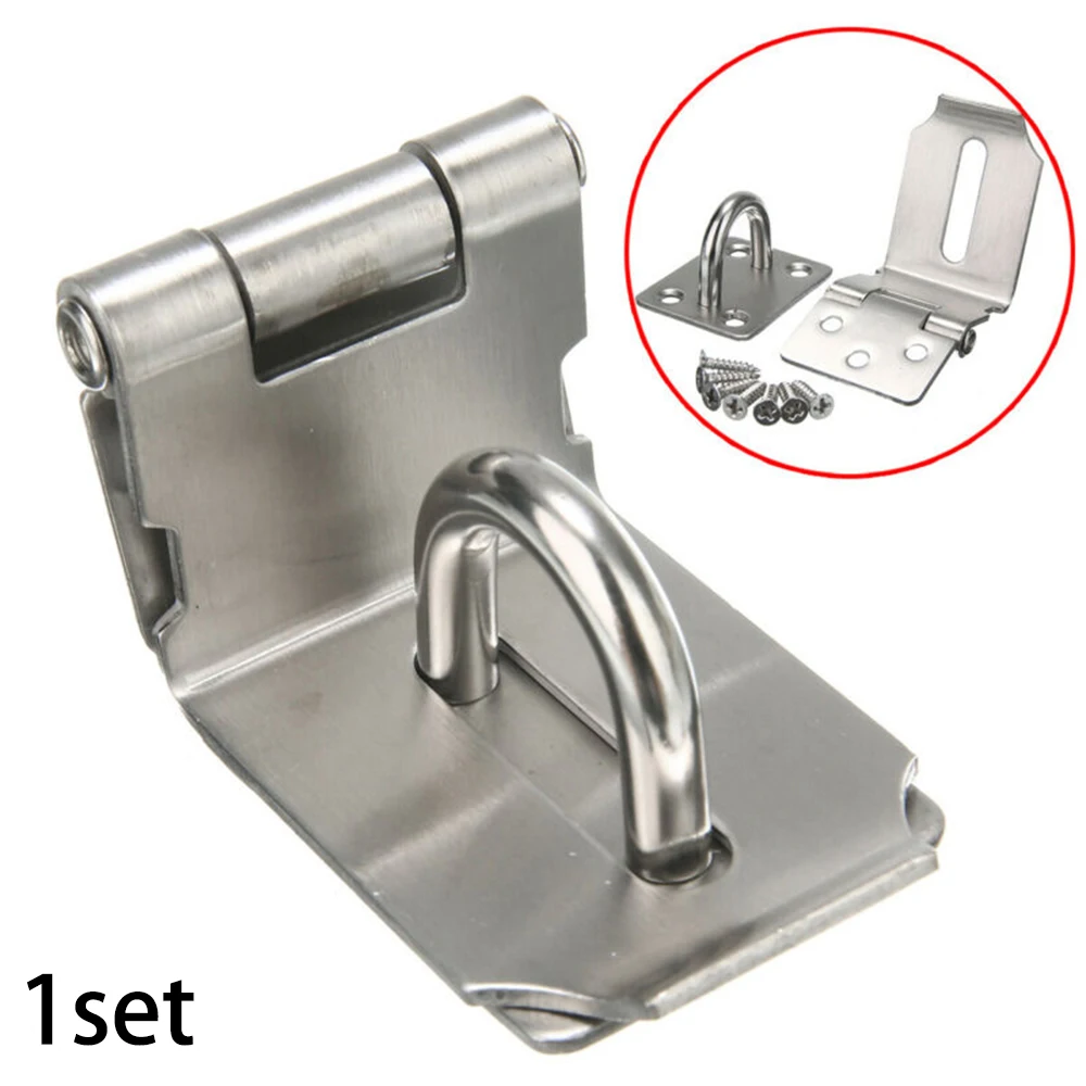1 Set Edelstahl Vorhängeschloss Verschluss Tor Haspe Klammer Tür 90 Grad Riegel Schloss Schuppen Riegel Haushalt Einbruchsichere Hardware Image